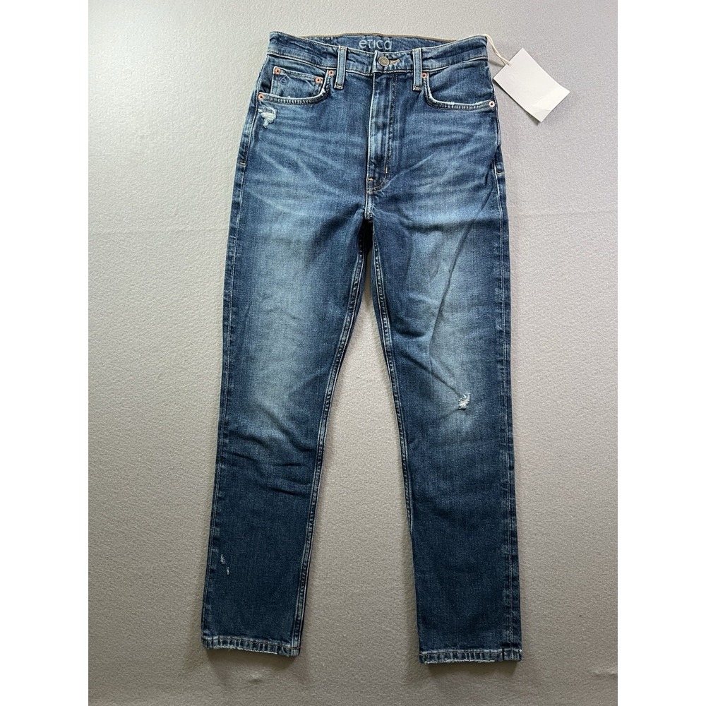 Etica Women's 26 (26x26) Scarlet‎ Mid Rise Slim Jeans Distressed Ankle 90s Blue